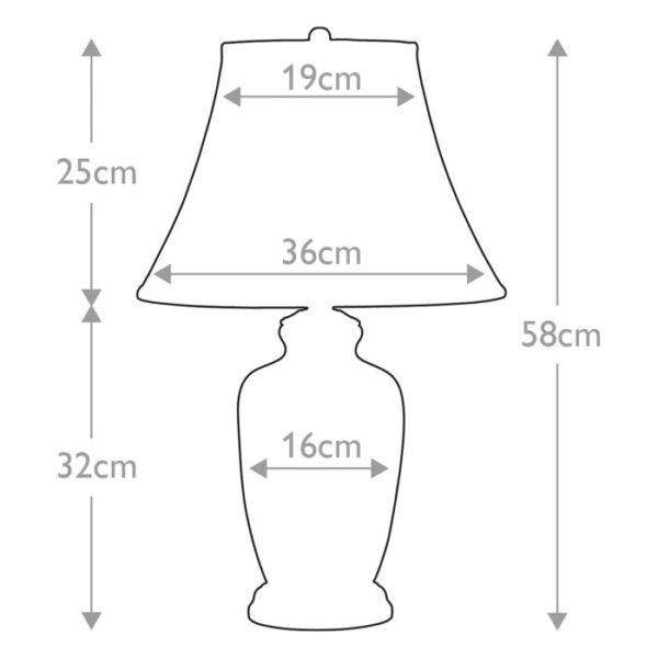 Orientalsk bordlampe i porcelæn i guld og creme med empireskærm - Image 8