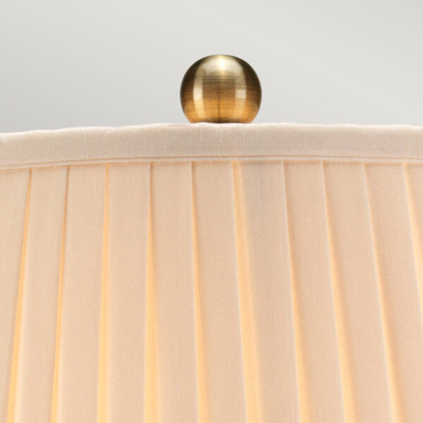 Løvfald orientalsk bordlampe i grålig porcelæn, med guldblade og creme med plisseskærm - Image 2