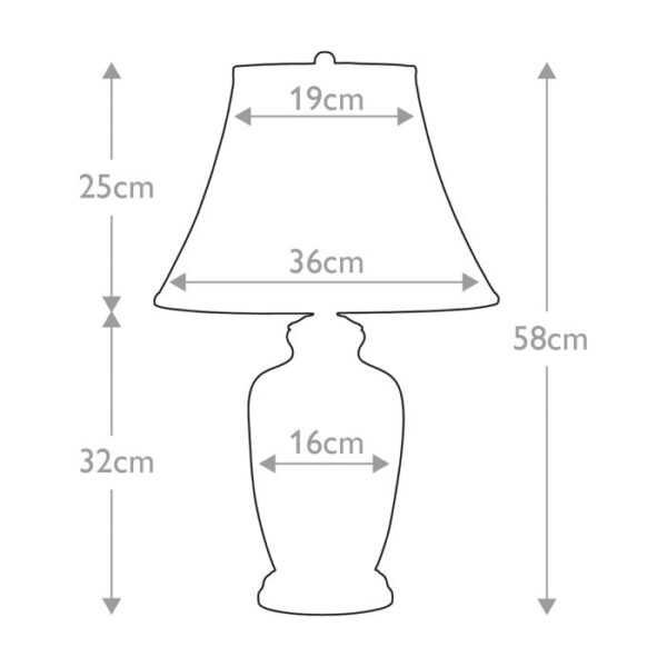 Orientalsk bordlampe i porcelæn i sølv og hvid med empireskærm - Image 5