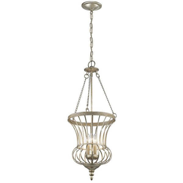 Charlottenlund chandelier i forgyldt sølv-finish med 3 lyskilder