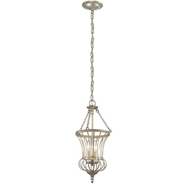 Charlottenlund chandelier i forgyldt sølv-finish med 2 lyskilder
