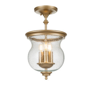 Hørsholm loftlampe i messing-finish med 3 lyskilder