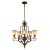 Rungsted lysekrone i antik bronze-finish med ravfarvet glas og 5 lyskilder - Image 3