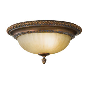 Rungsted loftlampe 2 i antik bronze-finish med ravfarvet glas og 2 lyskilder
