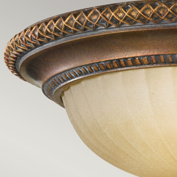 Rungsted loftlampe 2 i antik bronze-finish med ravfarvet glas og 2 lyskilder - Image 2