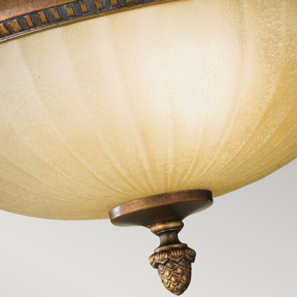 Rungsted loftlampe 2 i antik bronze-finish med ravfarvet glas og 2 lyskilder - Image 3