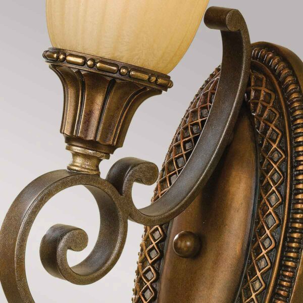 Rungsted væglampe opret i antik bronze-finish med ravfarvet glas og 1 lyskilde - Image 3