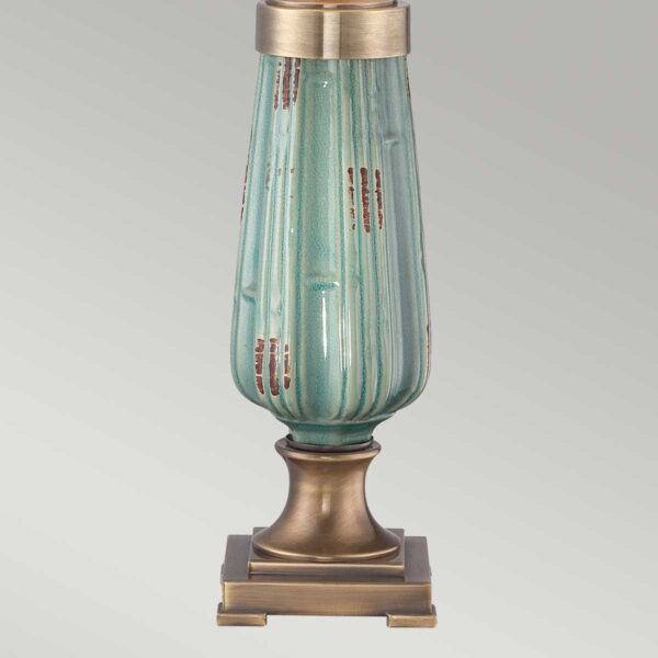 Monteverde bordlampe i keramik, antik messing-finish og empire karamel silkeskærm - Image 3