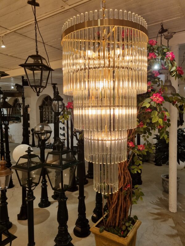Kgs. Nytorv 4-lags krystal chandelier i messing-finish og 13 lyskilder - Image 8