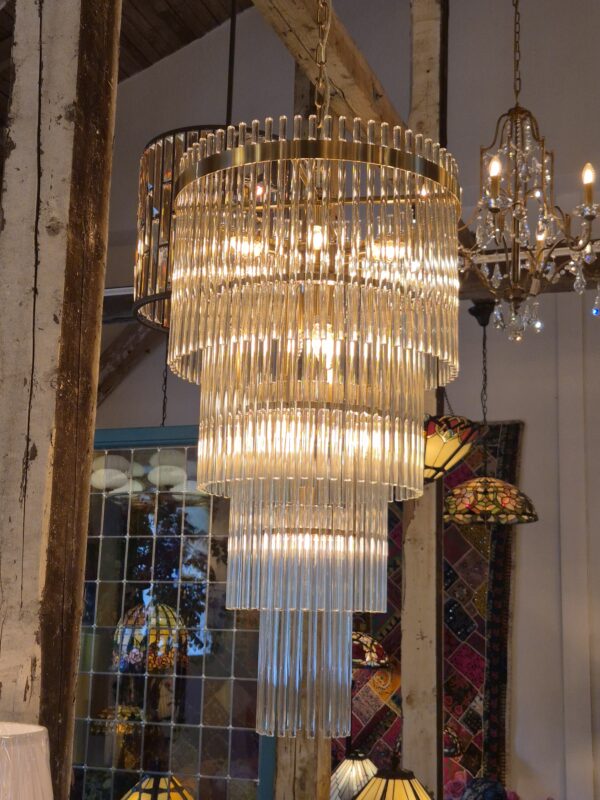 Kgs. Nytorv 4-lags krystal chandelier i messing-finish og 13 lyskilder - Image 9