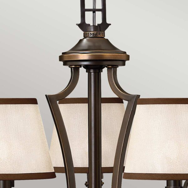 Espergærde chandelier i antik bronze-finish med organzaskærme og 3 lyskilder - Image 2