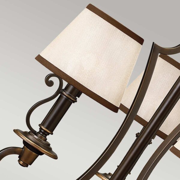 Espergærde chandelier i antik bronze-finish med organzaskærme og 3 lyskilder - Image 4
