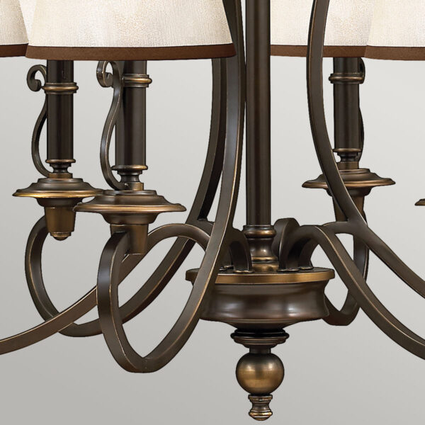 Espergærde chandelier i antik bronze-finish med organzaskærme og 6 lyskilder - Image 4