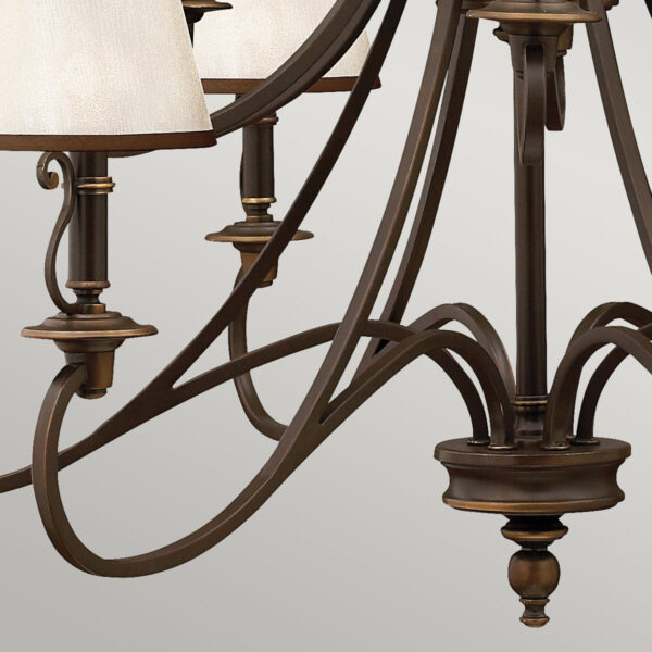 Espergærde chandelier i antik bronze-finish med organzaskærme og 15 lyskilder - Image 4