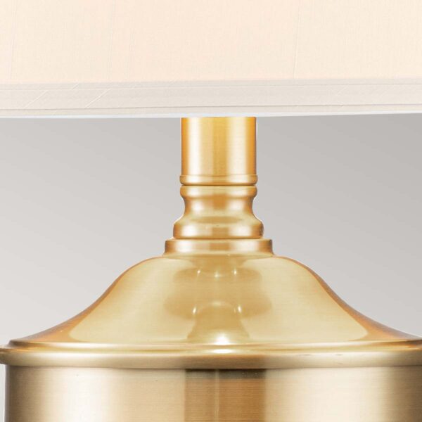 Frederiksberg bordlampe i poleret messing-finish, rillet glas og creme bomuldsskærm - Image 5