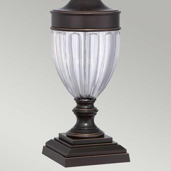 Frederiksberg bordlampe i antik bronze-finish, rillet glas og creme bomuldsskærm - Image 2