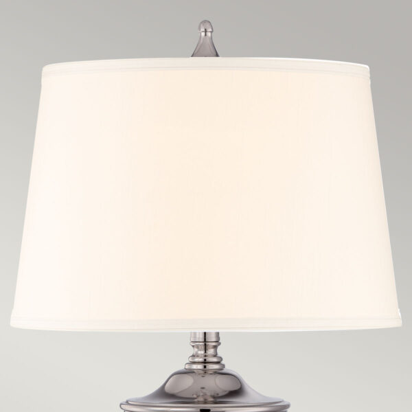 Frederiksberg bordlampe i poleret nikkel-finish, rillet glas og creme bomuldsskærm - Image 4