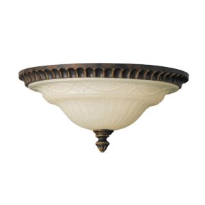Helsingør 3 loftlampe i valnødsfarvet rustik jern-finish med riflet glas og 2 lyskilder