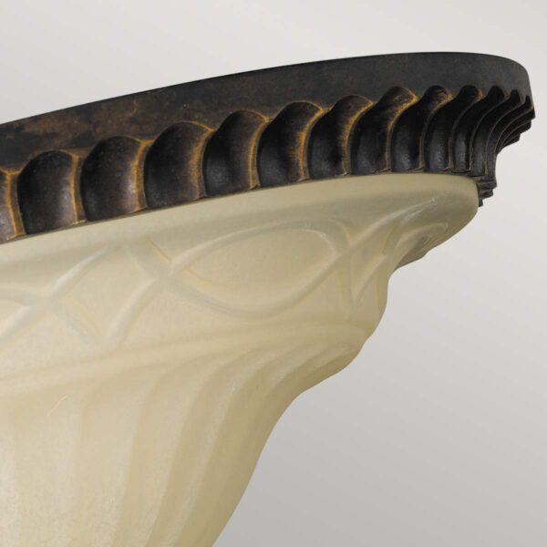 Helsingør 3 loftlampe i valnødsfarvet rustik jern-finish med riflet glas og 2 lyskilder - Image 2
