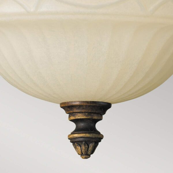Helsingør 3 loftlampe i valnødsfarvet rustik jern-finish med riflet glas og 2 lyskilder - Image 4