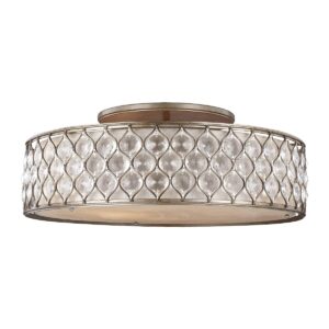 Holte bred loftlampe med krystaller i bruneret sølv-finish med 6 lyskilder