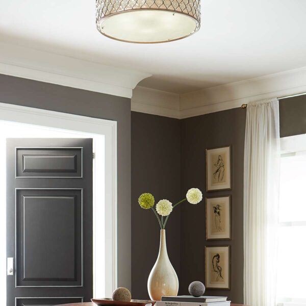 Holte bred loftlampe med krystaller i bruneret sølv-finish med 6 lyskilder - Image 2