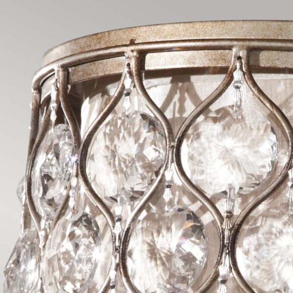 Holte loftlampe med krystaller i bruneret sølv-finish med 2 lyskilder - Image 3