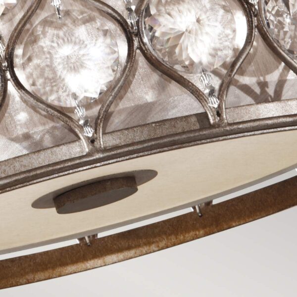 Holte loftlampe med krystaller i bruneret sølv-finish med 2 lyskilder - Image 4