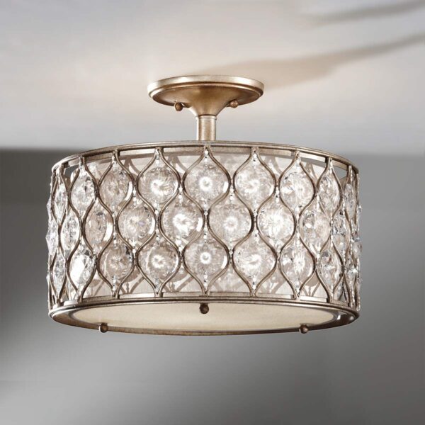 Holte loftlampe med krystaller i bruneret sølv-finish med 3 lyskilder - Image 2