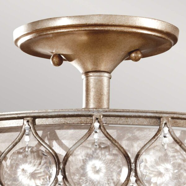 Holte loftlampe med krystaller i bruneret sølv-finish med 3 lyskilder - Image 3