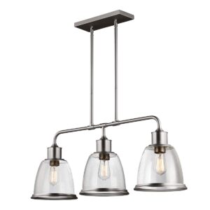 Humlebæk bistrolampe i satin-nikkel-finish med 3 lyskilder