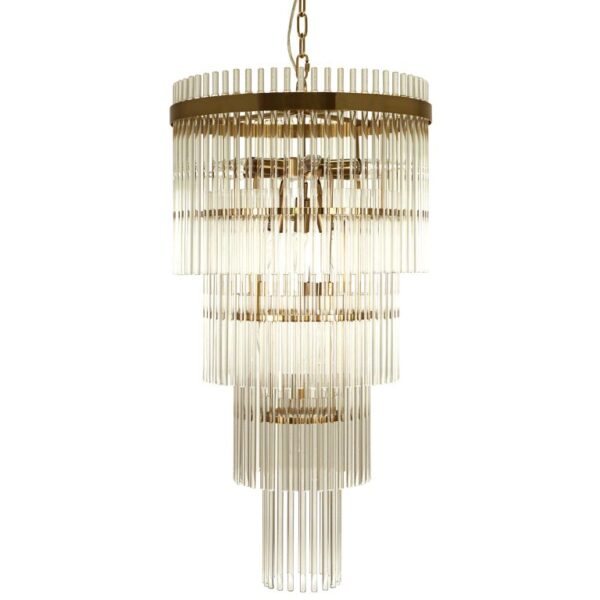 Kgs. Nytorv 4-lags krystal chandelier i messing-finish og 13 lyskilder