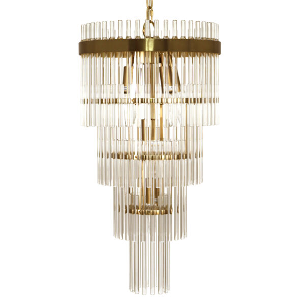 Kgs. Nytorv 4-lags krystal chandelier i messing-finish og 7 lyskilder