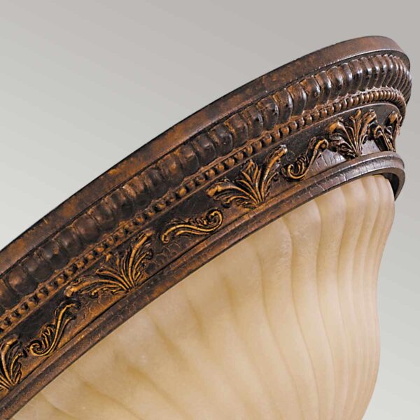 Ribe loftlampe i antik rustik skildpadde-finish med riflet glas og 2 lyskilder - Image 3