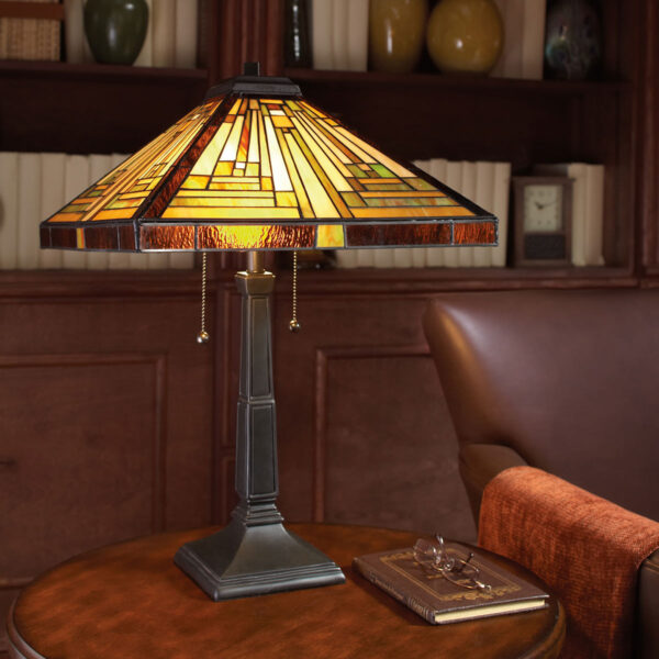 Tiffany Stephen bordlampe i vintage bronze-finish med 2 lyskilder - Image 10