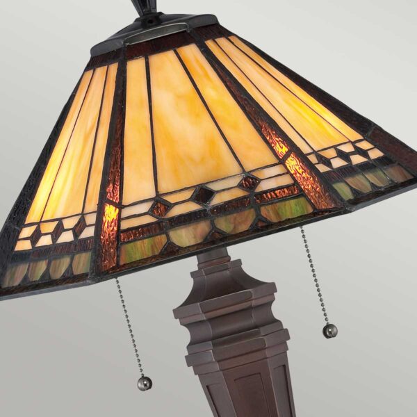 Tiffany Arden bordlampe i vintage bronze-finish med 2 lyskilder - Image 8