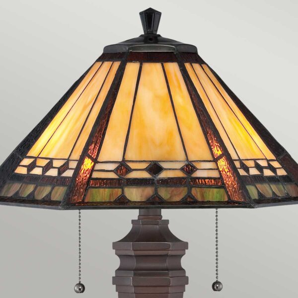 Tiffany Arden bordlampe i vintage bronze-finish med 2 lyskilder - Image 9
