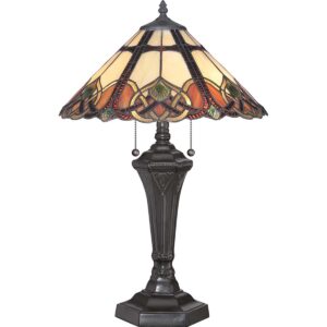 Tiffany Cambridge bordlampe i vintage bronze-finish med 2 lyskilder