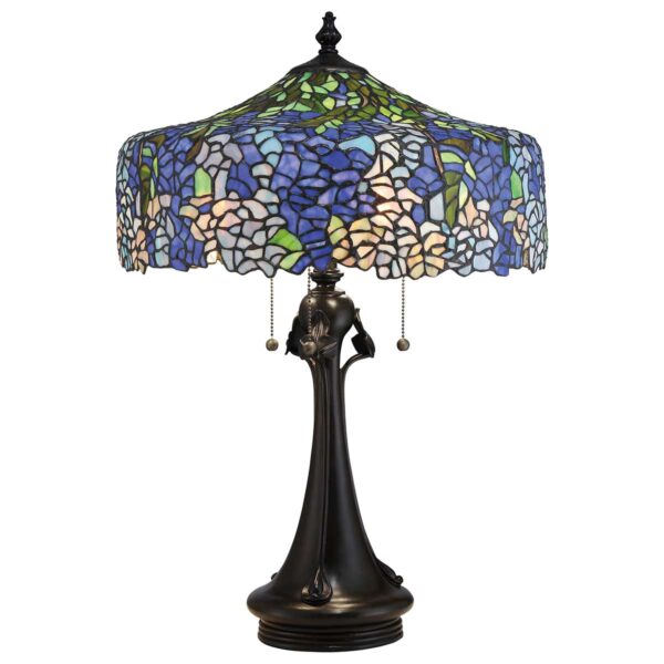 Tiffany Cobalt bordlampe i vintage bronze-finish med 3 lyskilder - Image 9
