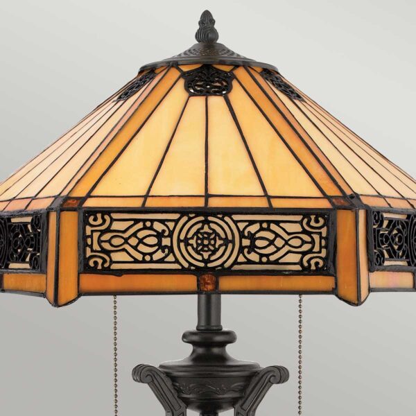 Tiffany Indus bordlampe i vintage bronze-finish med 2 lyskilder - Image 8