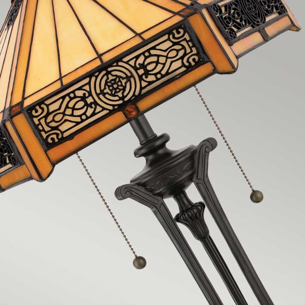 Tiffany Indus bordlampe i vintage bronze-finish med 2 lyskilder - Image 9