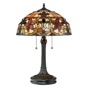 Tiffany Kami bordlampe i vintage bronze-finish med 2 lyskilder