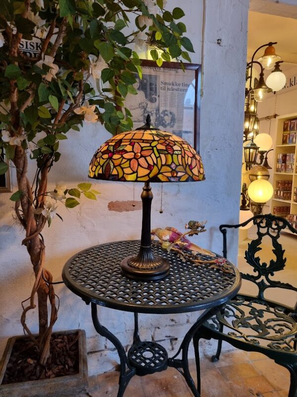 Tiffany Kami bordlampe i vintage bronze-finish med 2 lyskilder - Image 11