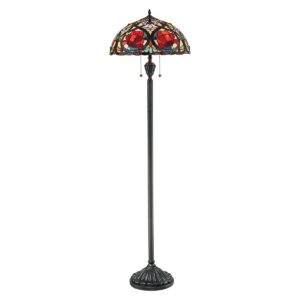 Tiffany Larissa gulvlampe i vintage bronze-finish med 2 lyskilder