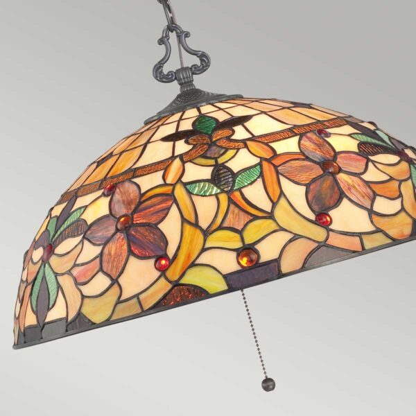 Tiffany Kami hængelampe i kæde i vintage bronze-finish med 3 lyskilder - Image 10