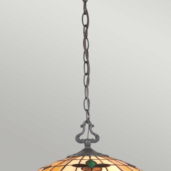 Tiffany Kami hængelampe i kæde i vintage bronze-finish med 3 lyskilder - Image 11