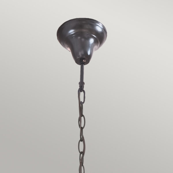 Tiffany Kami hængelampe i kæde i vintage bronze-finish med 3 lyskilder - Image 12