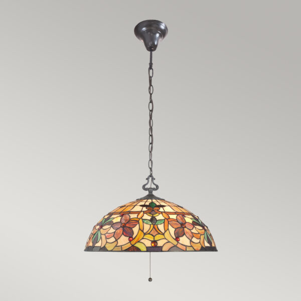 Tiffany Kami hængelampe i kæde i vintage bronze-finish med 3 lyskilder - Image 13