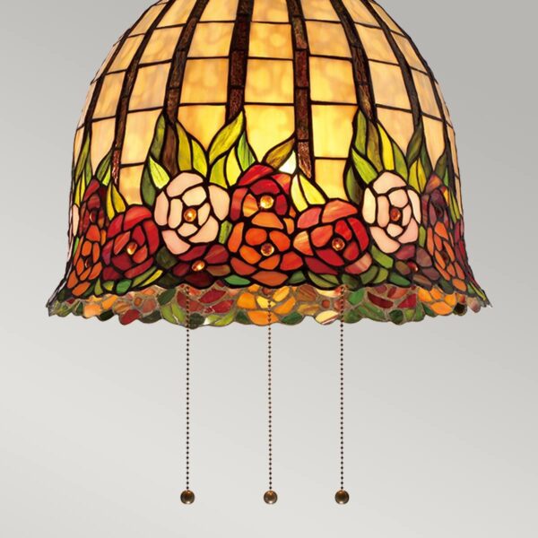 Tiffany Rose hængelampe i kæde i vintage bronze-finish med 3 lyskilder - Image 2