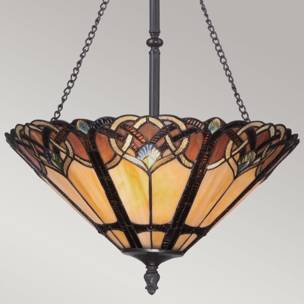 Tiffany Cambridge hængelampe i kæde i vintage bronze-finish med 3 lyskilder - Image 3
